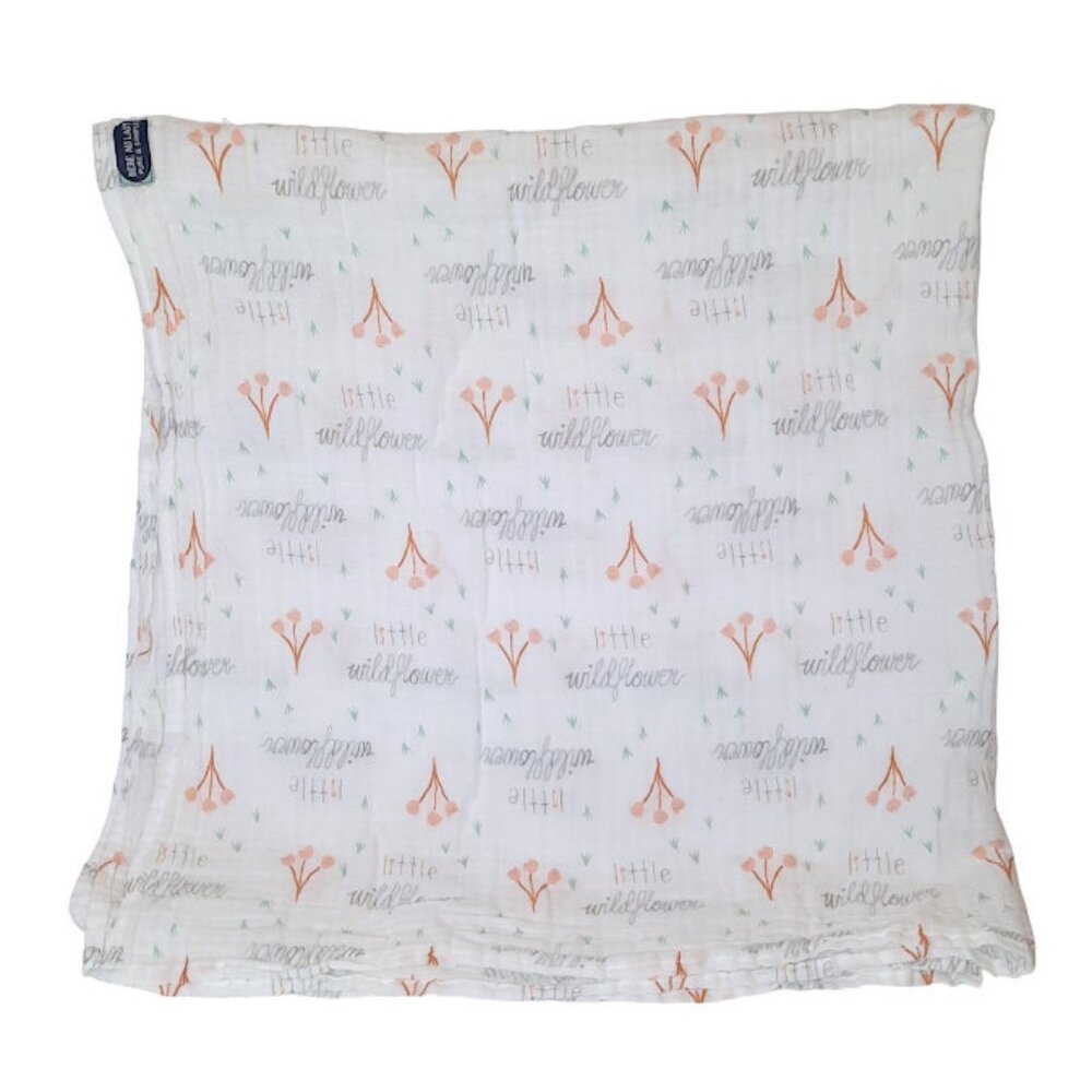 Bebe Au Lait Pure & Simple Little Wildflower Muslin Swaddle Blanket 40" X 40"